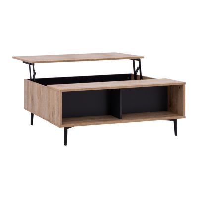 COFFEE TABLE MARGARIT LIFTABLE MELAMINE IN OAK-GREY COLOR 100x58x39-53Ycm.HM8677.11