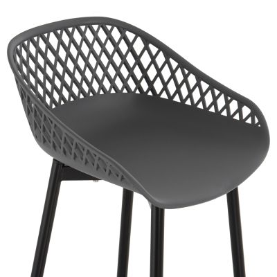 BAR STOOL AVAYA HM8686.20 GREY POLYPROPYLENE-BLACK METAL LEGS 46x48x99Hcm.