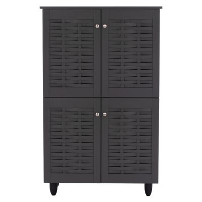 SHOE CABINET KABIRA HM2210.10 4-DOOR MELAMINE IN DARK GREY COLOR 77x34x123Hcm.