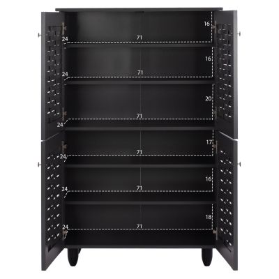 SHOE CABINET KABIRA HM2210.10 4-DOOR MELAMINE IN DARK GREY COLOR 77x34x123Hcm.