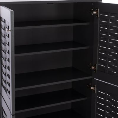 SHOE CABINET KABIRA HM2210.10 4-DOOR MELAMINE IN DARK GREY COLOR 77x34x123Hcm.