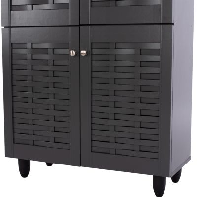 SHOE CABINET KABIRA HM2210.10 4-DOOR MELAMINE IN DARK GREY COLOR 77x34x123Hcm.