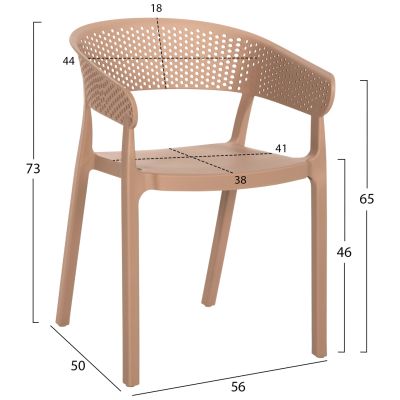 ARMCHAIR POLYPROPYLENE PERFOE HM5941.03 IN CAPPUCCINO 53,5x50,5x73Hcm.