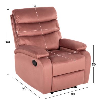 ARMCHAIR RELAX YASUMU HM9783.02 DUSTY PINK VELVET 80x93x100Hcm.