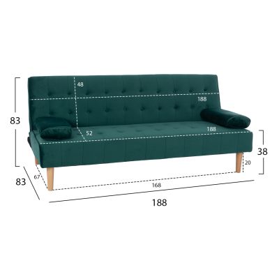 WANDA РАЗТЕГАТЕЛ HM3149.13 СЪС ЗЕЛЕНО КАДИФЕ 188X83X83Y см.