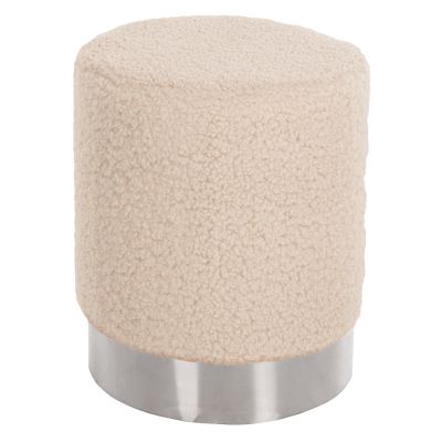 STOOL LEVY HM8408.23 BOUCLE FABRIC WHITE-SILVER BASE Φ35x42Hcm.