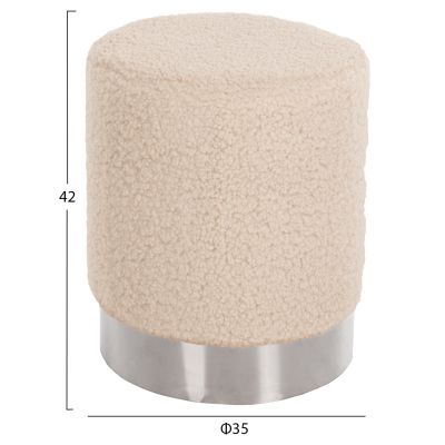 STOOL LEVY HM8408.23 BOUCLE FABRIC WHITE-SILVER BASE Φ35x42Hcm.