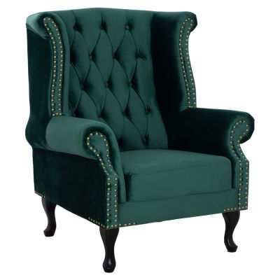 HM0053.03 armchair POLINA, cypress green velvet, chesterfield-style