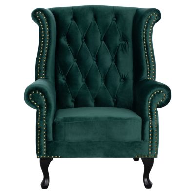 HM0053.03 armchair POLINA, cypress green velvet, chesterfield-style