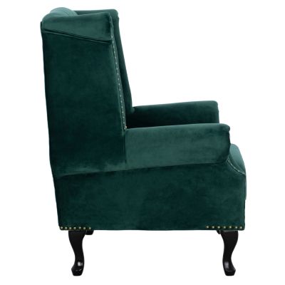 HM0053.03 armchair POLINA, cypress green velvet, chesterfield-style