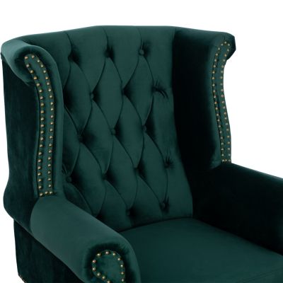 HM0053.03 armchair POLINA, cypress green velvet, chesterfield-style