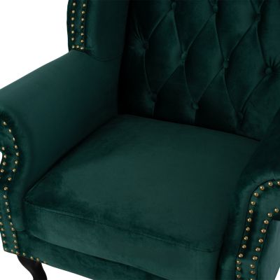 HM0053.03 armchair POLINA, cypress green velvet, chesterfield-style