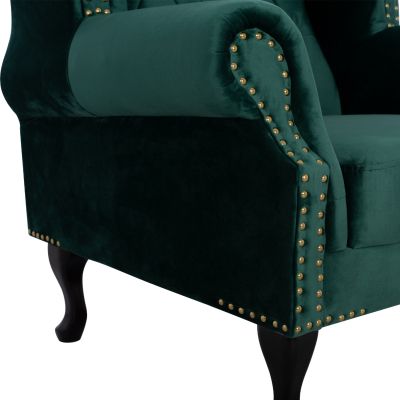 HM0053.03 armchair POLINA, cypress green velvet, chesterfield-style