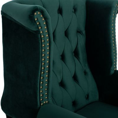 HM0053.03 armchair POLINA, cypress green velvet, chesterfield-style