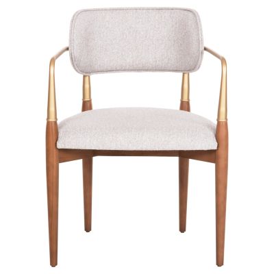 DINING ARMCHAIR BERLINETA HM18021.01 BEECH WOOD-METAL-FABRIC IN ECRU 57x55x83Hcm.