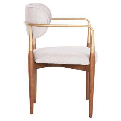 DINING ARMCHAIR BERLINETA HM18021.01 BEECH WOOD-METAL-FABRIC IN ECRU 57x55x83Hcm.