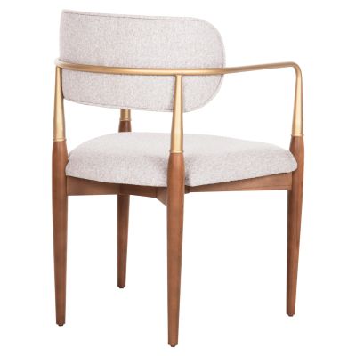 DINING ARMCHAIR BERLINETA HM18021.01 BEECH WOOD-METAL-FABRIC IN ECRU 57x55x83Hcm.