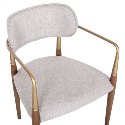 DINING ARMCHAIR BERLINETA HM18021.01 BEECH WOOD-METAL-FABRIC IN ECRU 57x55x83Hcm.