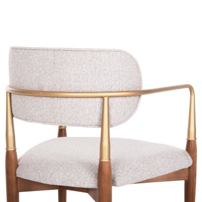 DINING ARMCHAIR BERLINETA HM18021.01 BEECH WOOD-METAL-FABRIC IN ECRU 57x55x83Hcm.