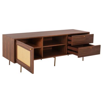 TV CABINET MEEN HM9736 MDF WITH WALNUT VENEER-GOLD LEGS 160x40x52Hcm.