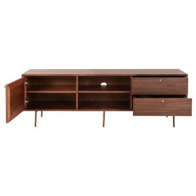 TV CABINET MEEN HM9736 MDF WITH WALNUT VENEER-GOLD LEGS 160x40x52Hcm.