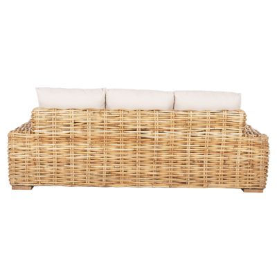 OUTDOOR SOFA 3-SEATER TROPEL HM9808 MANGO WOOD-RATTAN NATURAL COLOR-WHITE CUSHIONS 216x88x70-85Hcm.