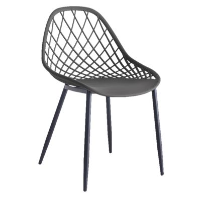 СТОЛ ПОЛИПРОПИЛЕН HM9524.10 В СИВ ЦВЯТ С ЧЕРНИ МЕТАЛНИ КРАКА 52x53x82Hcm.
