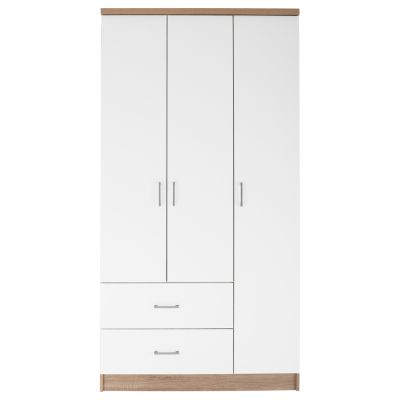 WARDROBE WITH 3 DOORS AND 2 DRAWERS HM340.06 SONAMA-WHITE 89x42,5x181 cm.