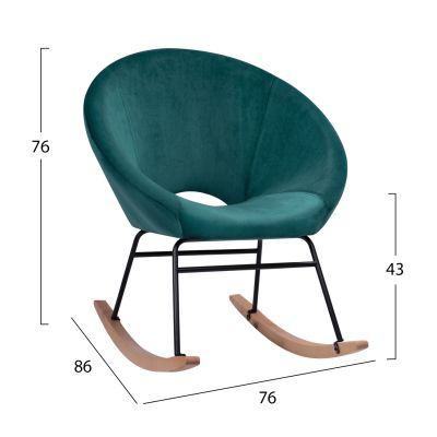 Rocker velvet armchair Paulina HM8399.03 cypress green 76x86x76cm