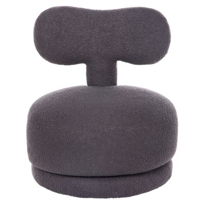 STOOL WITH BACKREST SWIVEL KRIVIO HM9775.01 GREY TEDDY FABRIC 52x53x60Hcm.