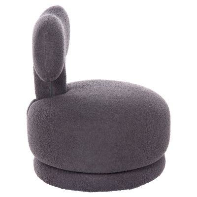 STOOL WITH BACKREST SWIVEL KRIVIO HM9775.01 GREY TEDDY FABRIC 52x53x60Hcm.