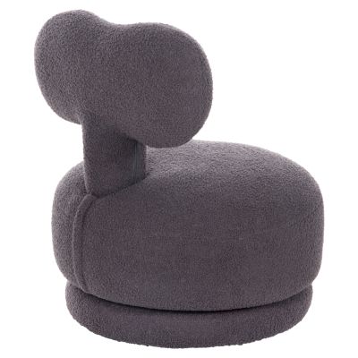 STOOL WITH BACKREST SWIVEL KRIVIO HM9775.01 GREY TEDDY FABRIC 52x53x60Hcm.