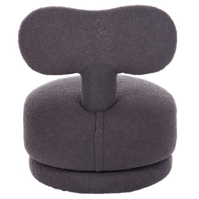 STOOL WITH BACKREST SWIVEL KRIVIO HM9775.01 GREY TEDDY FABRIC 52x53x60Hcm.