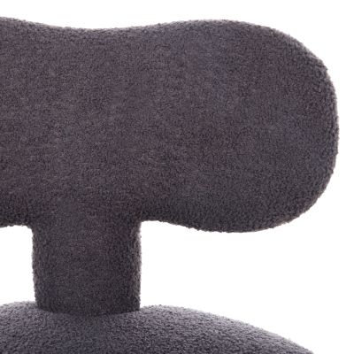 STOOL WITH BACKREST SWIVEL KRIVIO HM9775.01 GREY TEDDY FABRIC 52x53x60Hcm.