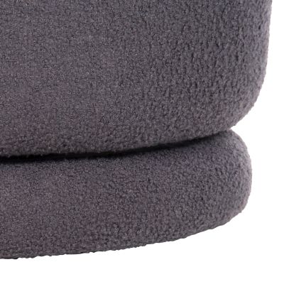 STOOL WITH BACKREST SWIVEL KRIVIO HM9775.01 GREY TEDDY FABRIC 52x53x60Hcm.