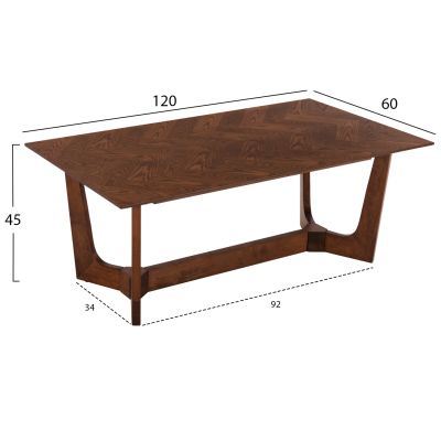 COFFEE TABLE RIMER HM9743 MDF WITH SPECIAL ASH VENEER IN WALNUT COLOR 120X60x45H cm.