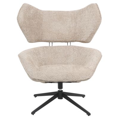 ARMCHAIR SWIVEL BRYLL HM9597.08 BEIGE BOUCLE-BLACK METAL BASE 86x90x97Hcm.