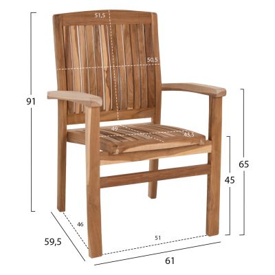 КРЕСЛО DART HM9781 ТИКОВО ДЪРВО 61x59,5x91Hcm.