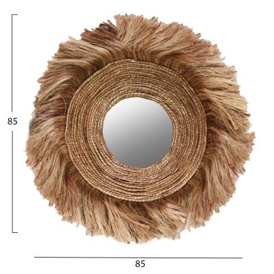 MIRROR ROUND WITH ABACA FIBERS IN NATURAL COLOR 85x17x85Hcm.HM7742