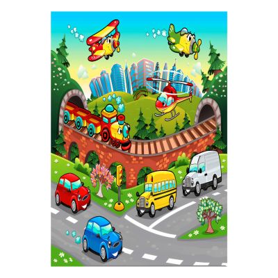 HM7679.13 120Χ180cm, kids rug with various means of transport, fringes