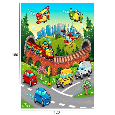 HM7679.13 120Χ180cm, kids rug with various means of transport, fringes