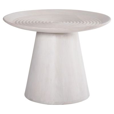 SIDE TABLE ROUND ROSS HM9708 SOLID MANGO WOOD IN WHITE Φ45x48Hcm.