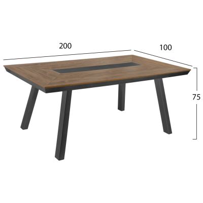 OUTDOOR DINING SET HM11793 7PCS ALUMINUM POLYWOOD TABLE & METAL ARMCHAIRS TEXTLINE GREY