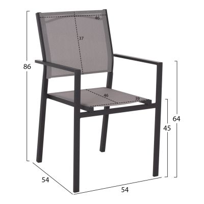 OUTDOOR DINING SET HM11793 7PCS ALUMINUM POLYWOOD TABLE & METAL ARMCHAIRS TEXTLINE GREY