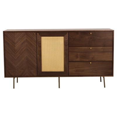 BUFFET MEEN HM9735 MDF WITH NATURAL WALNUT VENEER-GOLD METAL LEGS 150x40x80Hcm.