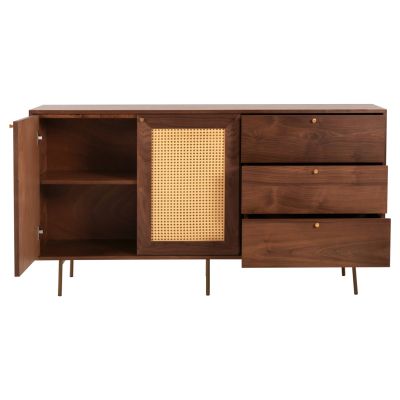 BUFFET MEEN HM9735 MDF WITH NATURAL WALNUT VENEER-GOLD METAL LEGS 150x40x80Hcm.