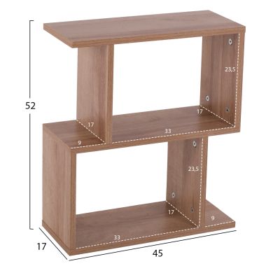 SIDE TABLE AMABELLA HM8956.11 WITH OPEN STORAGE SPACES MELAMINE IN NATURAL WOOD COLOR 45x17x52Hcm.