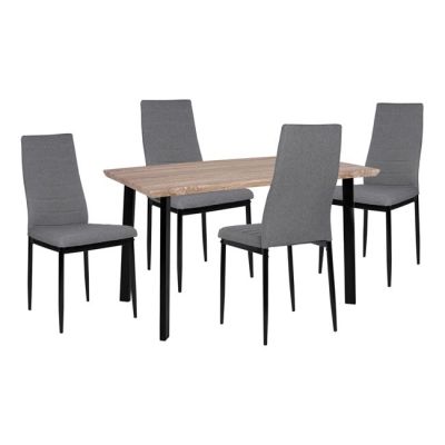 Set Dining Table 5 pieces Sonama desktop & 4 Grey Chair HM10355 110x70x75,5 cm