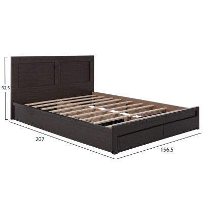 BED CAPRI HM312.11 WITH 2 DRAWERS MELAMINE IN WENGE COLOR FOR MATTRESS 150x200cm.