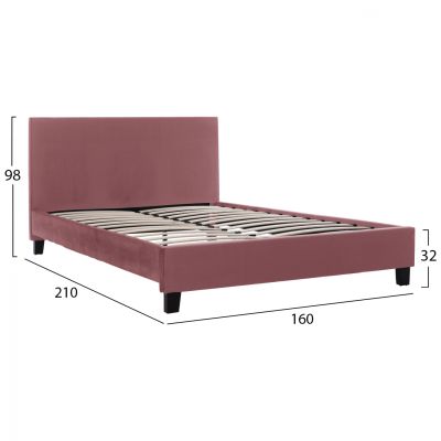 DUSTY PINK VELVET BED HM553.12 FOR MATTRESS 150x200 CM.